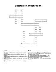 Electronic Configuration Crossword Puzzle