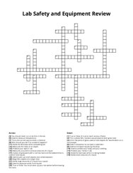 Lab Safety and Equipment Review Crossword Puzzle