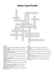 Water Cycle Puzzle Crossword Puzzle