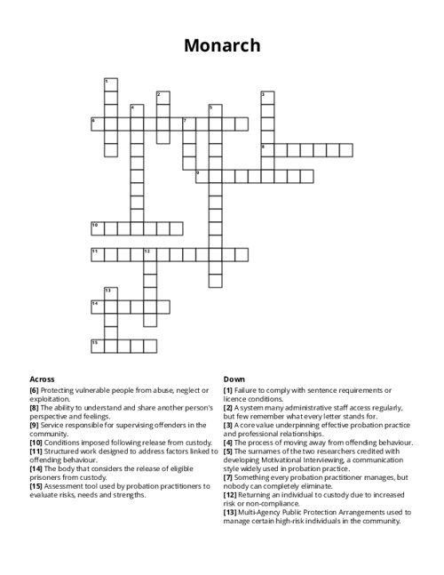 Monarch Crossword Puzzle