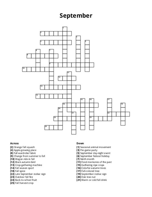 September Crossword Puzzle