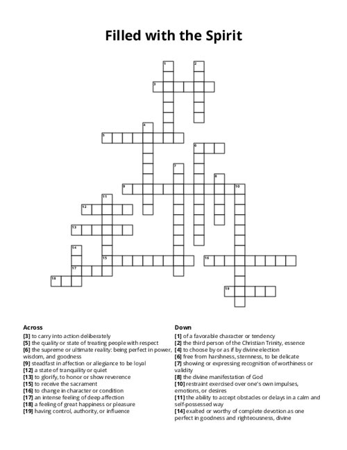 Filled with the Spirit Crossword Puzzle