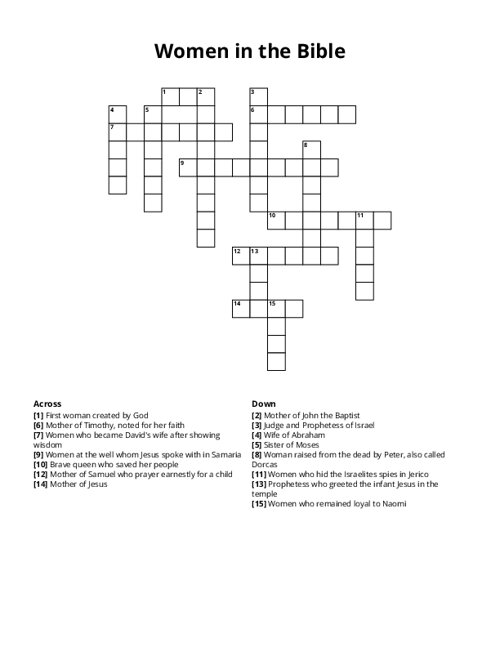 Women in the Bible Crossword Puzzle