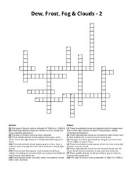 Dew, Frost, Fog & Clouds - 2 Crossword Puzzle