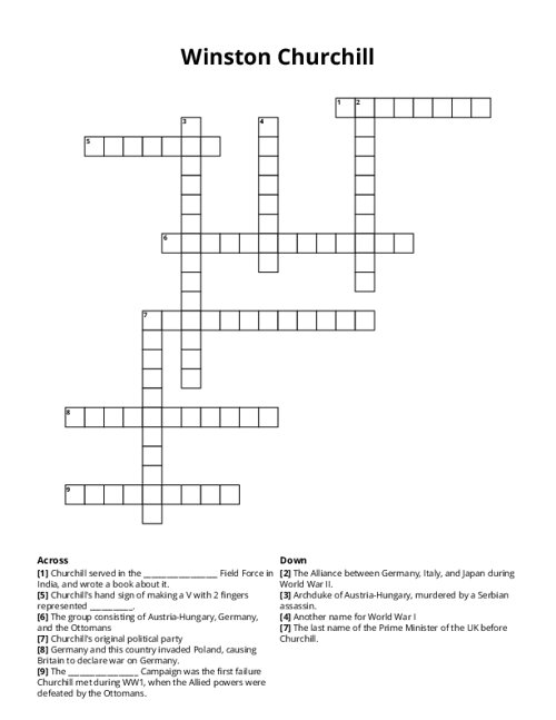 Winston Churchill Crossword Puzzle