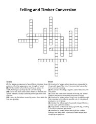 Felling and Timber Conversion Crossword Puzzle