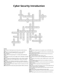 Cyber Security Introduction Crossword Puzzle
