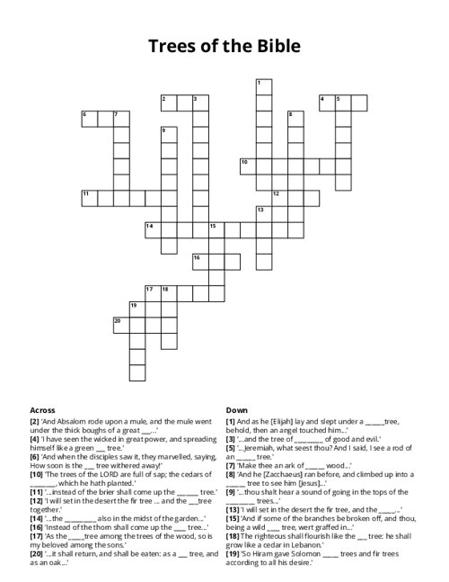 Trees of the Bible Crossword Puzzle