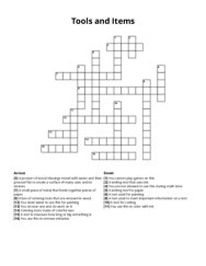 Tools and Items Crossword Puzzle