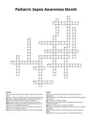 Pediatric Sepsis Awareness Month Crossword Puzzle
