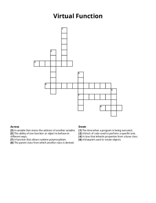 Virtual Function Crossword Puzzle