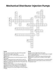 Mechanical Distributor Injection Pumps Crossword Puzzle