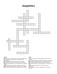 Geopolitics Crossword Puzzle